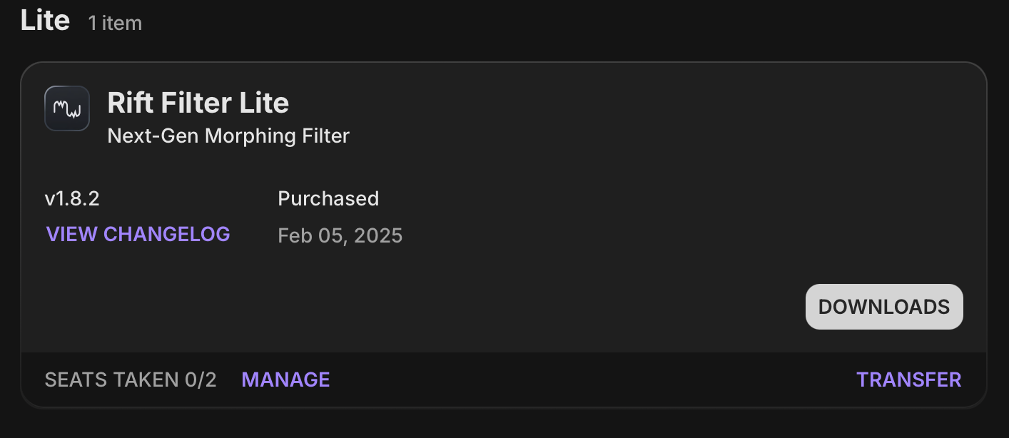 Minimal Audio Rift Filter Lite